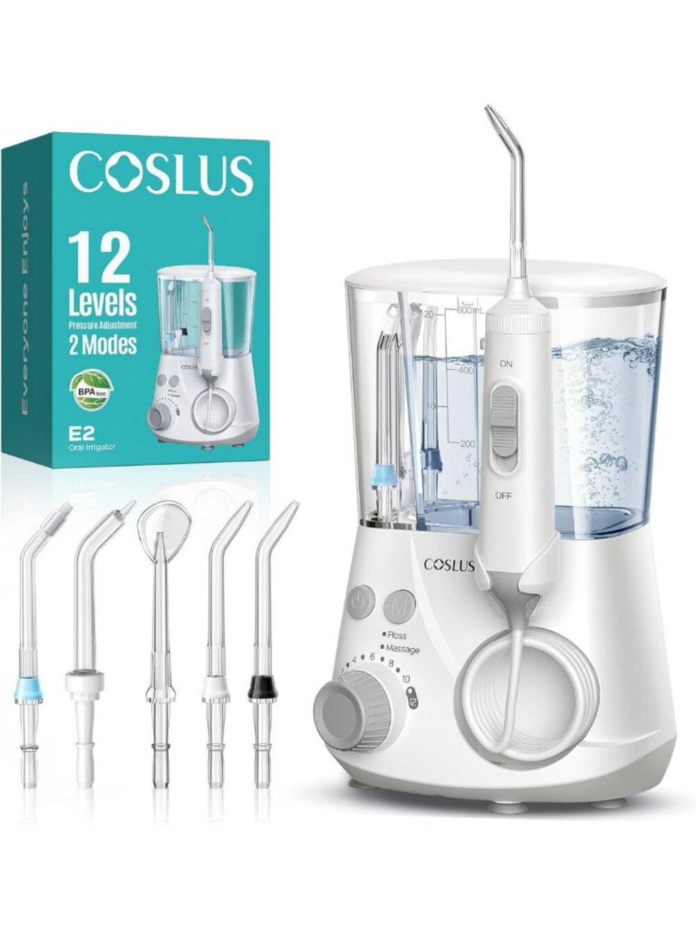 Advanced Water Dental Flosser for Teeth, 2 Modes & 12 Pressure Settings, Oral